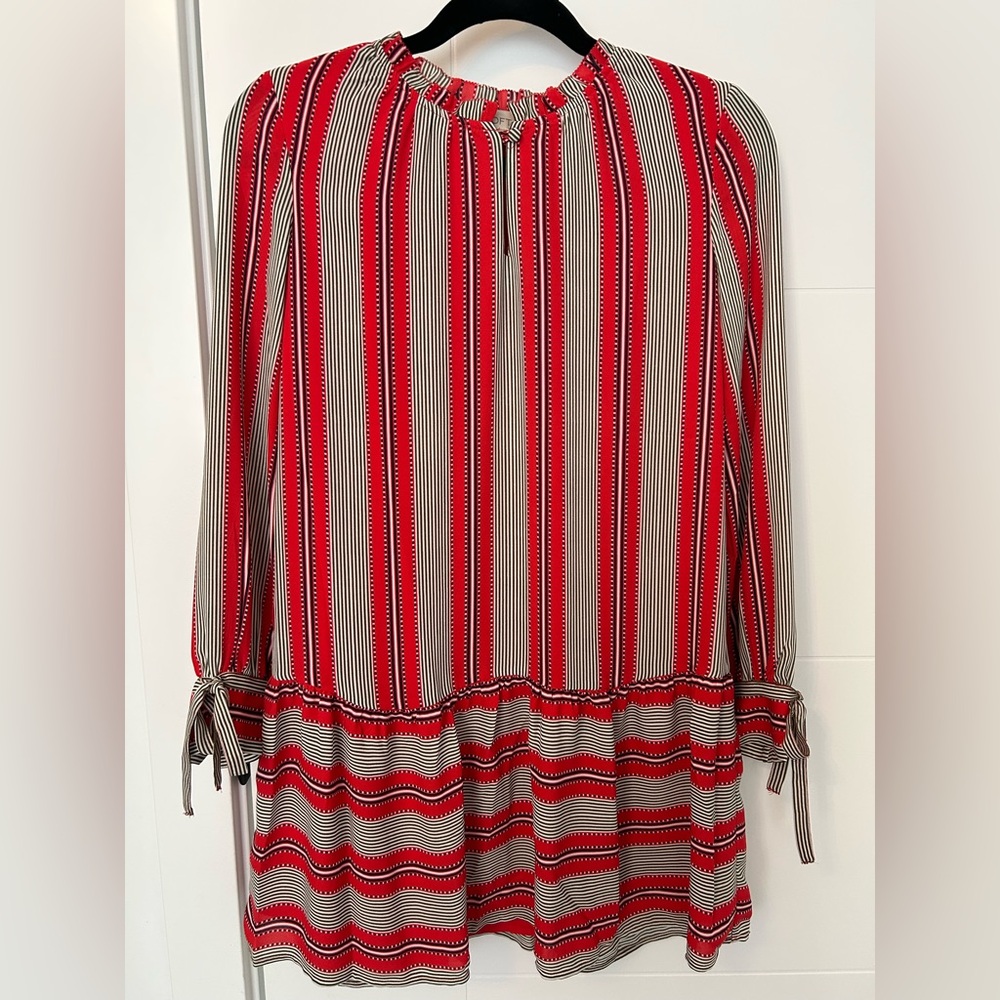 Loft Petites Size XXSP Red and Navy Striped Dress